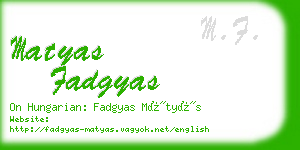 matyas fadgyas business card